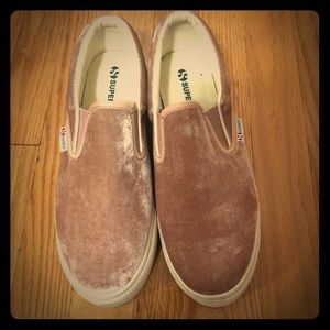 Superga velvet slip ons